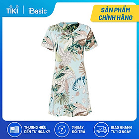 Đầm mặc nhà thun lạnh tay ngắn hoạ tiết iBasic 7916-3