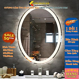 Mua Gương oval bầu dục trang điểm treo tường đèn led cảm ứng thông minh khích thước 60x80 cm - mirror