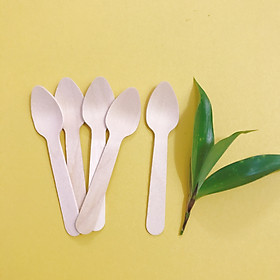 Eco Wooden Bộ 100 chiếc Thìa (Muỗng) 10.5cm bằng gỗ sử dụng một lần thân thiện với môi trường