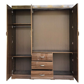 Tủ Áo 3 Cánh 1m6 Gỗ MDF Melamine Sơn Bóng Màu Óc Chó