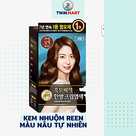 MÀU NÂU TỰ NHIÊN ( 3 GÓI) - Kem nhuộm phủ bạc thảo dược Hàn quốc REEN HEUKMOBICHAEK ORIENTAL CREAM