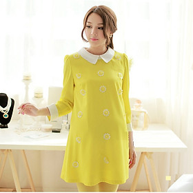 Áo bầu suông màu vàng đính hoa HB93