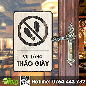 Mua Bảng vui lòng tháo giày bằng gỗ 13x20cm cắt laser 2 lớp
