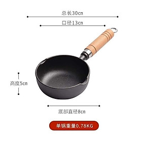 Chảo mini đường kính 13cm chất liệu gang siêu dày dễ dàng nấu các món chiên ngập dầu, kho quẹt, chưng mắm, nấu nước sốt chống cháy bén - Quánh gang cao cấp dùng cho mọi loại bếp kể cả bếp từ