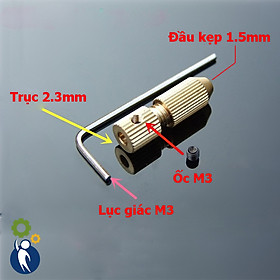 Đầu Kẹp Mũi Khoan 1.5mm Trục 2.3mm