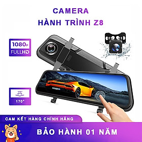 Camera hành trình ô tô Gương chiếu hậu 9.66 inch Full gương -Màn hình cảm ứng -Thiết kế đẹp mắt video 2K sắc nét - Camera kép trước và sau