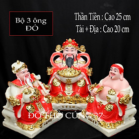Mua   BỘ 3 ÔNG MÀU ĐỎ   THẦN TÀI THỔ ĐỊA PHÚ QUÝ +THẦN TIỀN    COMPOSITE + BỘT ĐÁ  