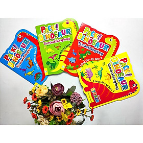 Sách – Combo 4 cuốn Tô Màu Khủng Long: Công viên kỷ Jura và Bộ 12 bút sáp màu School Quality – ndbooks