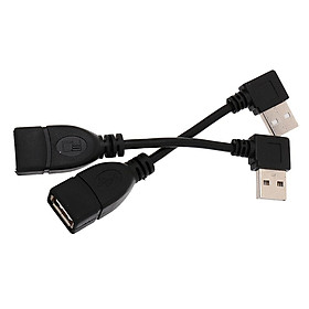 Pair Angled 90 Degree USB 2.0 A Male to Female M/F Adapter Extension Cables