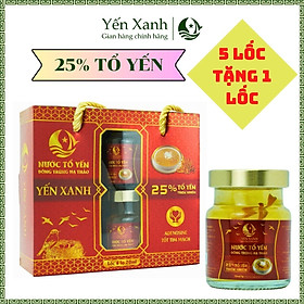 25% tổ yến - Nước tổ yến chưng đông trùng hạ thảo - YẾN XANH - Lốc 6 lọ x 70ml có quai xách