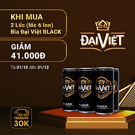 [Combo (12) lon 330ml] Bia Black Đại Việt, Bia đen sản xuất theo luật bia tinh dòng của Bia Đức, không hóa chất, Bia việt dành cho người có gu