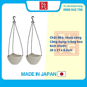 Combo Chậu hoa màu trắng có dây treo 20cm nội địa Nhật Bản