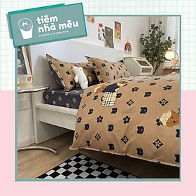 Bộ Vỏ Chăn Ga Gối Cotton 3Dm6/m8/2m -Tiệm Nhà MêuSet 4 Món Cặp Gấu Bông Nâu Cute Dễ Thương Phong Cách Hàn Quốc Cao Câp