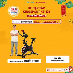 Xe đạp tập KINGSPORT KS-106 khung,  khung sườn chắc chắn, tích hợp đồng hồ đo lường chỉ số, cân nặng phù hợp từ dưới 70kg