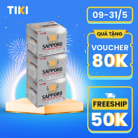 Combo 03 thùng Bia Sapporo Premium - 6 lon 650ml
