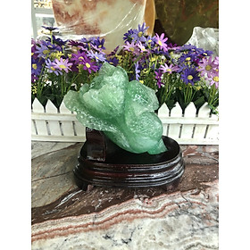 Bắp cải phong thủy đá thạch anh xanh chiêu nạp tài lộc trang trí nhà cửa vật phẩm phong thủy - Dài 18 cm