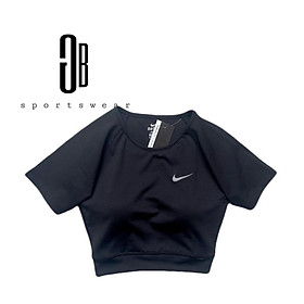 Áo croptop thể thao nữ ngắn cộc tay ôm body cao cấp, chất đẹp có sẵn mút ngực