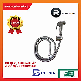 Vòi xịt vệ sinh cao cấp nước mạnh kèm dây và đế Rangos RG-604, vòi xịt nhà tắm hàng đẹp