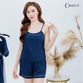 Bộ hai dây vải bamboo cao cấp cho nữ Chou's - Màu xanh navy