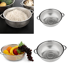 2 Pieces Colander Strainer Rice Sifter Fruit Washing Bowl w/ Handles Kitchen