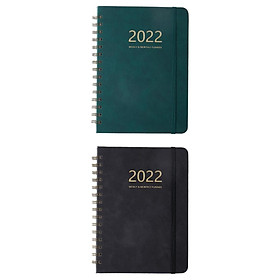 2 Pieces 2022 English Notebook Planner 6.10''x8.46'' Appointment Schedule Diary