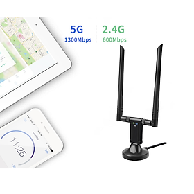 Mua Nâng cấp WiFi 5G dễ dàng với USB WIFI 3.0 siêu tốc 1750Mbps bắt 5GHz cho máy bàn PC laptop - Nota 1750Mb Anten Đôi Pro