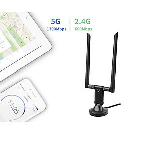 Nâng cấp WiFi 5G dễ dàng với USB WIFI 3.0 siêu tốc 1750Mbps bắt 5GHz cho máy bàn PC laptop - Nota 1750Mb Anten Đôi Pro