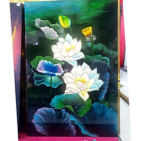 Mua Tranh sơn mài họa tiết hoa sen  hoa hồng ... cao cấp size 40x60 cm