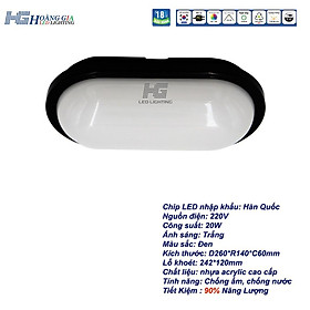 Mua Đèn Led Chống Ẩm 20w Acrylic Viền Đen Ánh Sáng Trắng