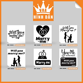 Set 50/100 nhãn dán WILL YOU MARRY ME (5x5cm) - tem CẦU HÔN dán hộp, gói quà, túi hàng (4.003)