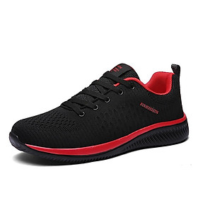 Giày nam chạy giày nam Sneaker thoáng khí nam giày thể thao nam thoải mái ren-up dẻo đi bộ đi bộ đi bộ mềm mại Color: Black Red shoes Shoe Size: 8.5
