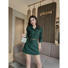 Set váy áo sơ mi kết hợp cột dây thời trang nữ sang chảnh dành cho các nàng đi làm, đi chơi