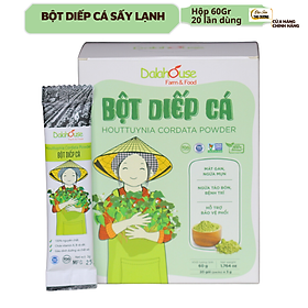 Bột Diếp Cá hữu cơ nguyên chất sấy lạnh Dalahouse - Hộp 20 gói nhỏ 3gr định lượng sẵn cho 1 lần sử dụng - Mát Gan, ngừa mụn, ngừa trĩ và táo bón. Hỗ trợ bảo vệ Phổi