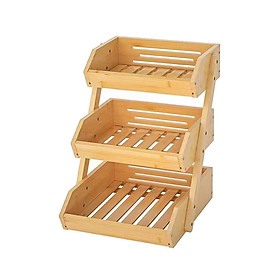 Bamboo Fruit Basket 3 Tier Vegetable Storage Stand Farmhosue Style Decorative Kitchen Organizer Fruit Rack for Kitchen Dining Table