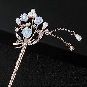 Trâm cài tóc nữ hoa sakura đính đá hạt rơi kiểu cổ trang