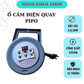 Ổ Cắm Điện Quay PIPO PQ5, Ổ Điện 5m & 8m có công tắc , công suất 1200w