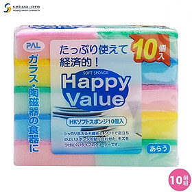 Set 10 miếng mút rửa ly, cốc Seiwa-Pro Happy Value - Hàng nội địa Nhật Bản