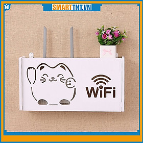 Kệ wifi treo tường hình mèo thần tài may mắn