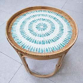 Mua Bàn (Đôn) mây tre đan mặt khảm trai vân oval - Hàng thủ công mỹ nghệ xuất khẩu 03