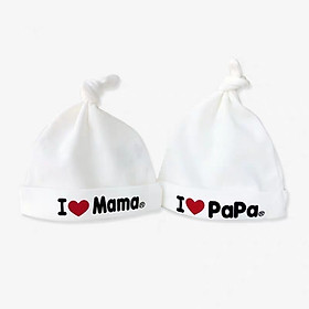 Mũ sơ sinh thắt nút I love Papa Mama Giao ngẫu nhiên 1 chiếc