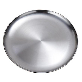 Stainless Steel Round Plates Dish, Metal Dinner Plates, Food Serving Tray Platter, Camping Hiking Outdoor Plate, 20cm 23cm 2 Colors