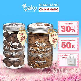 Quà Tặng Oaky - Combo Hạt Dinh Dưỡng Cao Cấp - Hạnh Nhân, Hạt Macca Size Lớn (450gr) - Tặng Túi Giấy Sang Trọng
