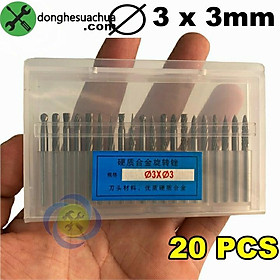 Bộ mũi doa hợp kim Đài Loan 20 chi tiết DOA-33-20 kích thước 3x3mm