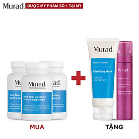 Mua 3 Viên uống Murad Pure Skin Clarifying Dietary Supplement 120 viên Tặng Clarifying Mask 75g + Prebiotic 3-In-1