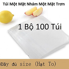 Túi hút chân không 1 mặt nhám 1 mặt trơn dầy 22 lụa-1 bộ 100 túi