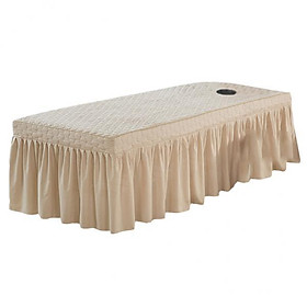 2xMassage Table Skirt Beauty Bed Cover Valance Sheet  Camel