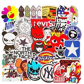 Set 60 Sticker logo Brand ép lụa