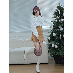 Áo Somi Trắng Phối Cổ Bèo Thêu Hoa - Leda