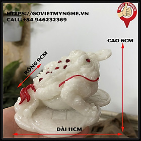 Mua Tượng đá Cóc Thiềm Thừ 3 chân phong thủy chiêu giữ tài lộc - Màu trắng đá non nước - Dài 11cm