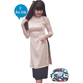 Combo 2 Áo Dài Lụa Chấm Bi FATRALY - Nude - Size